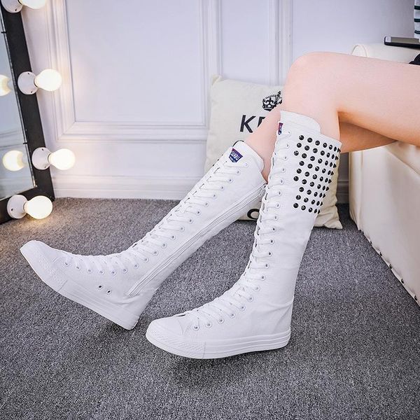 street women's footwear white canvas boots high-breathable sneakers rivets denim shoes student girls stage dance flat, Black
street women's footwear white canvas boots high-breathable sneakers rivets denim shoes student girls stage dance flat, Black