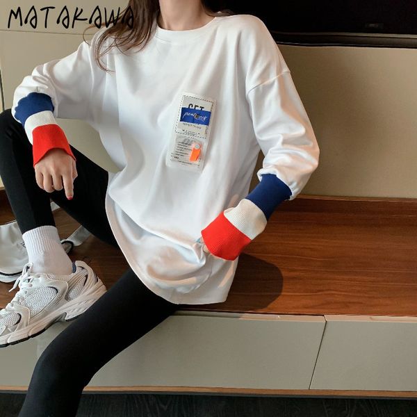 matakawa fashion round neck plus velvet t-shirt stitching color long sleeves woman tshirts spring casual t shirt 210513, White
matakawa fashion round neck plus velvet t-shirt stitching color long sleeves woman tshirts spring casual t shirt 210513, White
