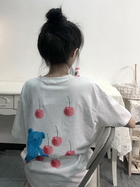 women's t-shirt pure cotton short sleeve women 2021 summer fashion ins loose casual o-neck tee solid color cartoon print, White
women's t-shirt pure cotton short sleeve women 2021 summer fashion ins loose casual o-neck tee solid color cartoon print, White