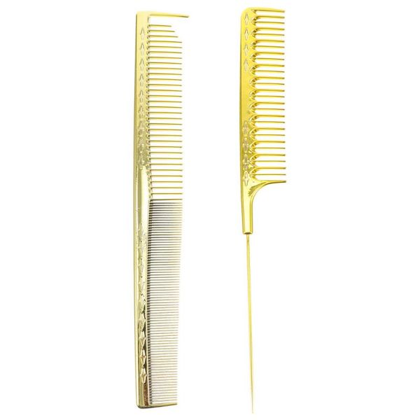 hair brushes 2pcs fine and wide tooth hairdressing comb rat tail cutting, Silver 
hair brushes 2pcs fine and wide tooth hairdressing comb rat tail cutting, Silver