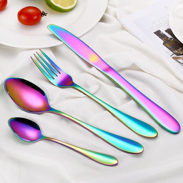 multi-colors rainbow cutlery set dinnerware black kit fork knife stainless steel silverware home tableware sets
multi-colors rainbow cutlery set dinnerware black kit fork knife stainless steel silverware home tableware sets