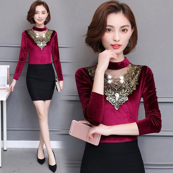 women's blouses & shirts lady long sleeve blouse warm round collar shirt velvet thickening pleuche render garment unlined upper plus si, White
women's blouses & shirts lady long sleeve blouse warm round collar shirt velvet thickening pleuche render garment unlined upper plus si, White
