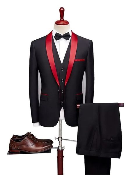 men's suits & blazers (jacket+pants+vest) handsome black red lapel 3 piece groom tuexdos for wedding formal prom suit party evening bla, White;black
men's suits & blazers (jacket+pants+vest) handsome black red lapel 3 piece groom tuexdos for wedding formal prom suit party evening bla, White;black