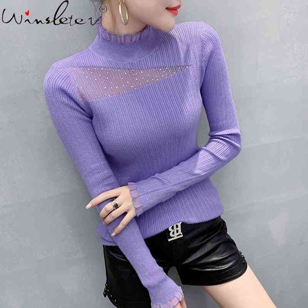 women's sweaters fall winter korean clothes knitted sweater fashion shiny dimonds patchwork ruffles women all match pull femm, White;black
women's sweaters fall winter korean clothes knitted sweater fashion shiny dimonds patchwork ruffles women all match pull femm, White;black