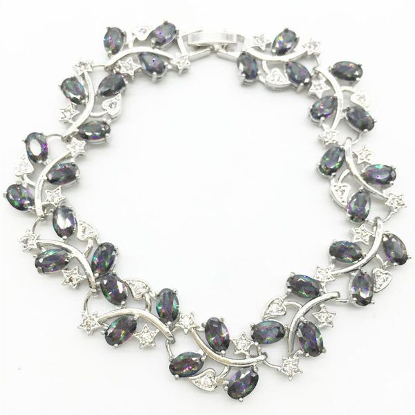 link, chain rainbow mystic & white 925 sterling silver overlay link bracelet 7 inch jewelry bag, Black
link, chain rainbow mystic & white 925 sterling silver overlay link bracelet 7 inch jewelry bag, Black