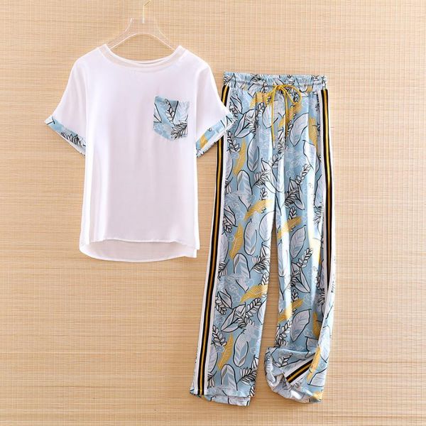 women's tracksuits high-end spring summer women 2 pieces print set white shirt + floral wide leg pants elegant lady causal suit s-xxl, Gray
women's tracksuits high-end spring summer women 2 pieces print set white shirt + floral wide leg pants elegant lady causal suit s-xxl, Gray
