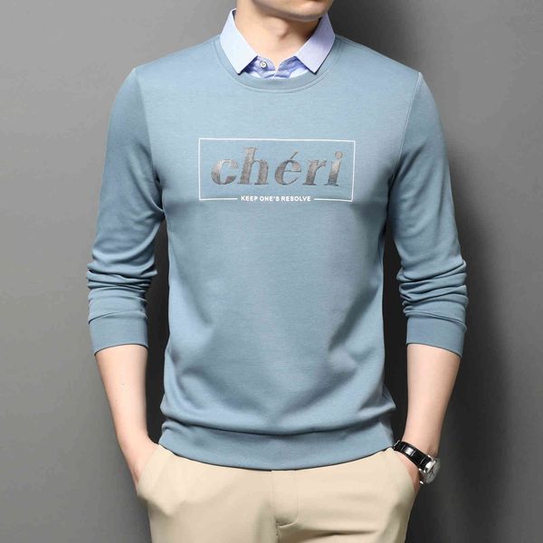 2021 spring autumn middle-aged young fake two long sleeved men's casual t-shirts, lapels and bottoms, Black
2021 spring autumn middle-aged young fake two long sleeved men's casual t-shirts, lapels and bottoms, Black