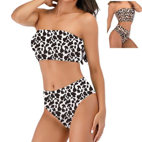 women's swimwear bikini 2021 high waist strapless swimsuit women 2 pieces brazilian leopard padded snakeskin print bathing suit, White;black
women's swimwear bikini 2021 high waist strapless swimsuit women 2 pieces brazilian leopard padded snakeskin print bathing suit, White;black