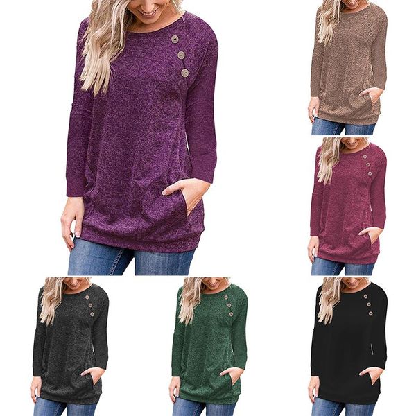 women's blouses & shirts button pockets long sleeve women blouse o neck shirt solid color basic casual korean female, White
women's blouses & shirts button pockets long sleeve women blouse o neck shirt solid color basic casual korean female, White