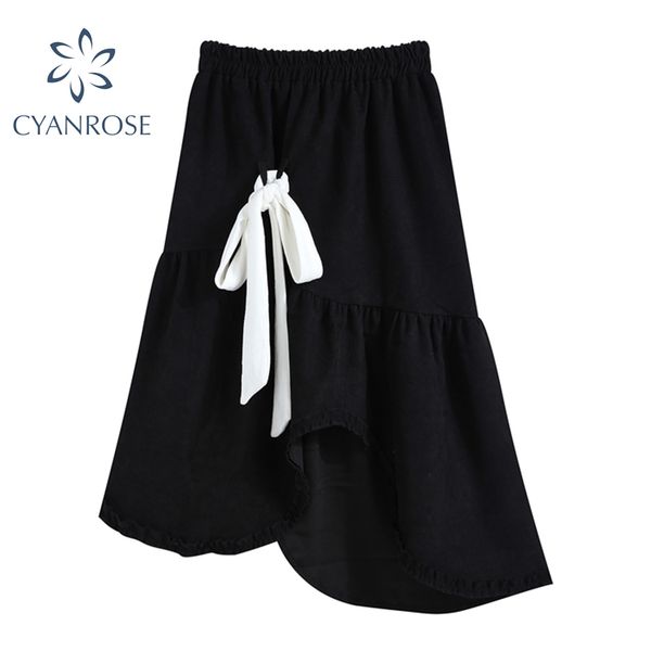 draped black skirt or clothes loose bow design vintage hem irregular high waist elastic fashion skirts mujer street korean 210417
draped black skirt or clothes loose bow design vintage hem irregular high waist elastic fashion skirts mujer street korean 210417