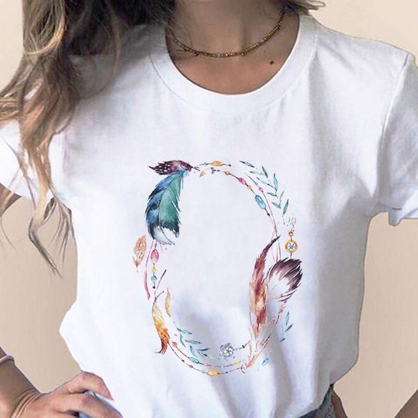 45#modal retro flowers dream-catcher short sleeve ladies blusas mujer de moda 2021 verano elegantes camisetas women's t-shirt, White
45#modal retro flowers dream-catcher short sleeve ladies blusas mujer de moda 2021 verano elegantes camisetas women's t-shirt, White