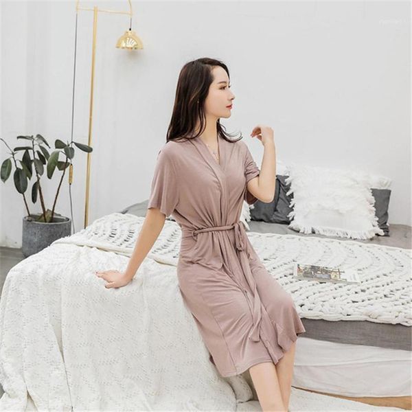 women's sleepwear feminino summer short sleeve women robe modal thin loose pajamas cotton home clothes vacation bathrobes night 1 pqar, Black;red
women's sleepwear feminino summer short sleeve women robe modal thin loose pajamas cotton home clothes vacation bathrobes night 1 pqar, Black;red