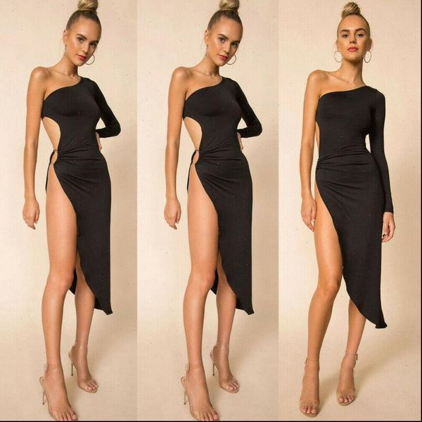 women dresses thigh high slit bodycon dress lady solid one shoulder evening party midi club fashion hollow irregular, Black;gray
women dresses thigh high slit bodycon dress lady solid one shoulder evening party midi club fashion hollow irregular, Black;gray