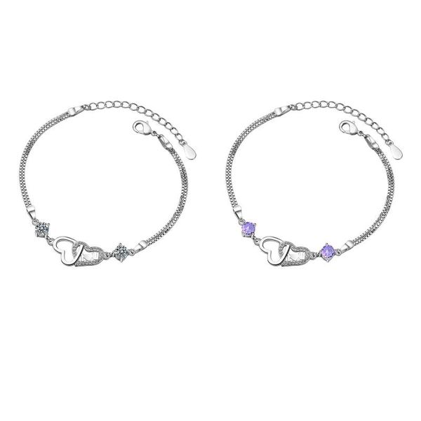 charm bracelets design 2pcs imitation silver women's fashion diamond heart bracelet jewelry shaped gift accessories, Golden;silver
charm bracelets design 2pcs imitation silver women's fashion diamond heart bracelet jewelry shaped gift accessories, Golden;silver