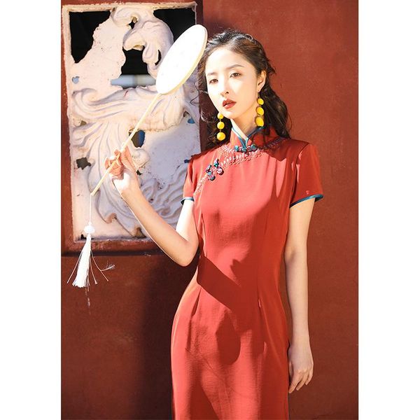 ethnic clothing s-3xl chinese style traditional cheongsam wedding dress high split temperament classic silk ancient oriental qipao summ, Red
ethnic clothing s-3xl chinese style traditional cheongsam wedding dress high split temperament classic silk ancient oriental qipao summ, Red