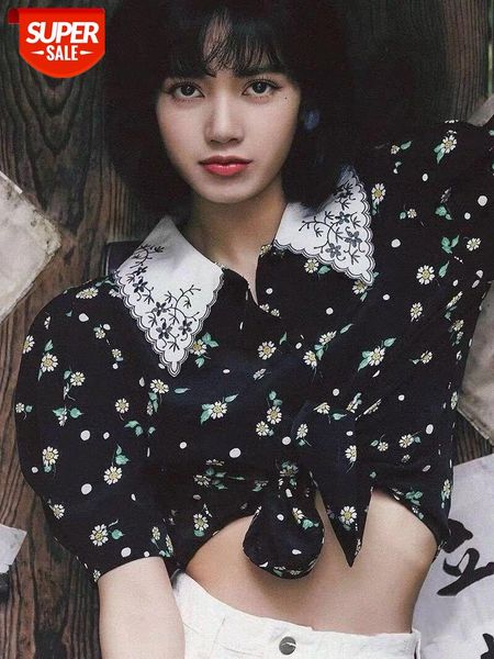 blackpink lisa with embroidery lapel bubble short-sleeved ji classic print small daisy shirt floral #4228, White
blackpink lisa with embroidery lapel bubble short-sleeved ji classic print small daisy shirt floral #4228, White