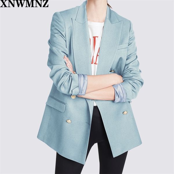 women's blazer autumn spring classic blue double breasted office wear long sleeve coat outerwear 210520, White;black
women's blazer autumn spring classic blue double breasted office wear long sleeve coat outerwear 210520, White;black