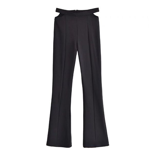 women's pants & capris 2021 fashion women waist cut-out flare trousers pockets office lady elegant pantalon, Black;white
women's pants & capris 2021 fashion women waist cut-out flare trousers pockets office lady elegant pantalon, Black;white