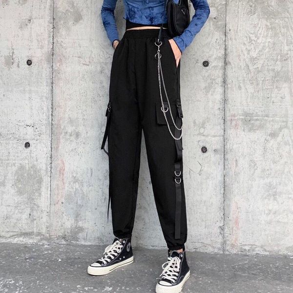 women's pants & capris women gothic black cargo ladies fashion punk chain hip hop rock trousers streetwear casual loose slim fit bottom, Black;white
women's pants & capris women gothic black cargo ladies fashion punk chain hip hop rock trousers streetwear casual loose slim fit bottom, Black;white