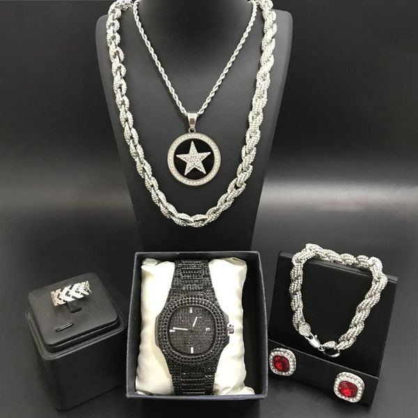 earrings & necklace luxury men silver color watch neckalce braclete ring combo set out cuban jewerly in crystal hip hop for
earrings & necklace luxury men silver color watch neckalce braclete ring combo set out cuban jewerly in crystal hip hop for