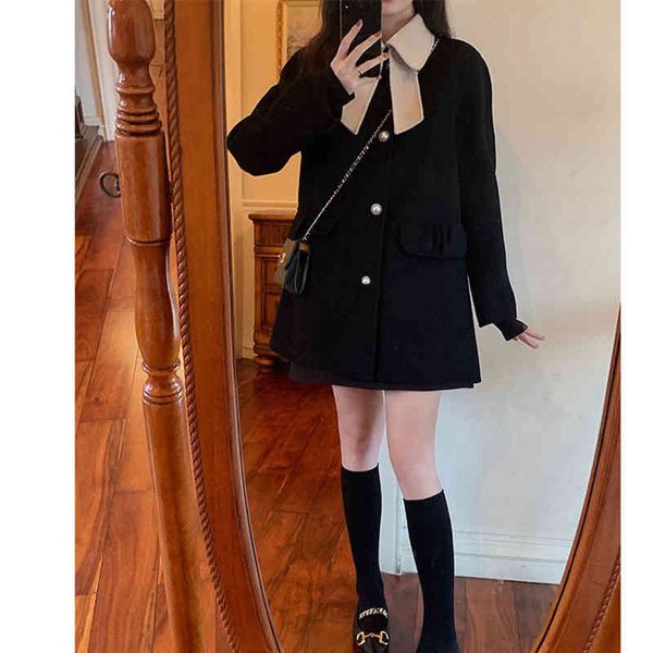 women's jackets retro black hepburn fleece one-sided overcoat women's gentle long sleeve winter coat 6r0v, Black;brown 
women's jackets retro black hepburn fleece one-sided overcoat women's gentle long sleeve winter coat 6r0v, Black;brown