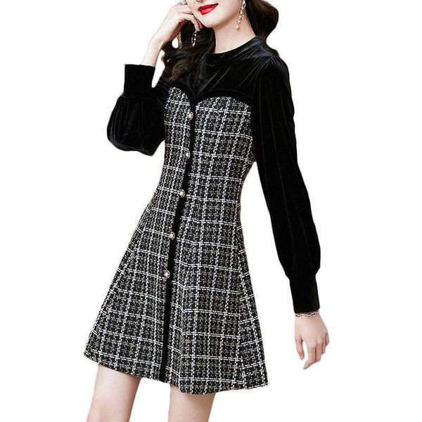 casual dresses women's temperament waist fashion plaid stitching long sleeve winter dress plus size -3xl, Black;gray
casual dresses women's temperament waist fashion plaid stitching long sleeve winter dress plus size -3xl, Black;gray