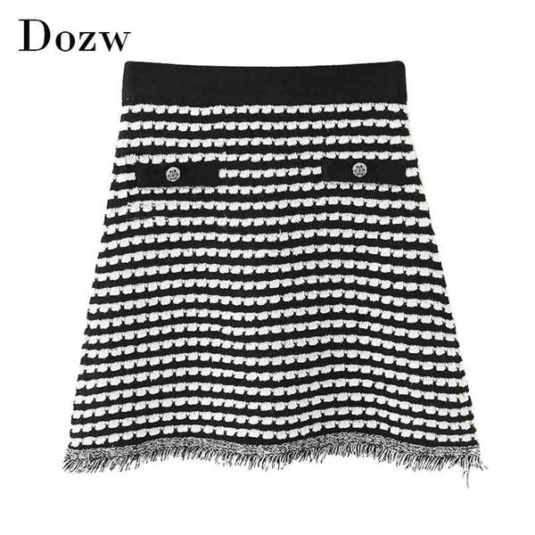 sweet a line knitted mini skirt women fashion black striped female high waist pockets elegant s jupe femme 210515
sweet a line knitted mini skirt women fashion black striped female high waist pockets elegant s jupe femme 210515