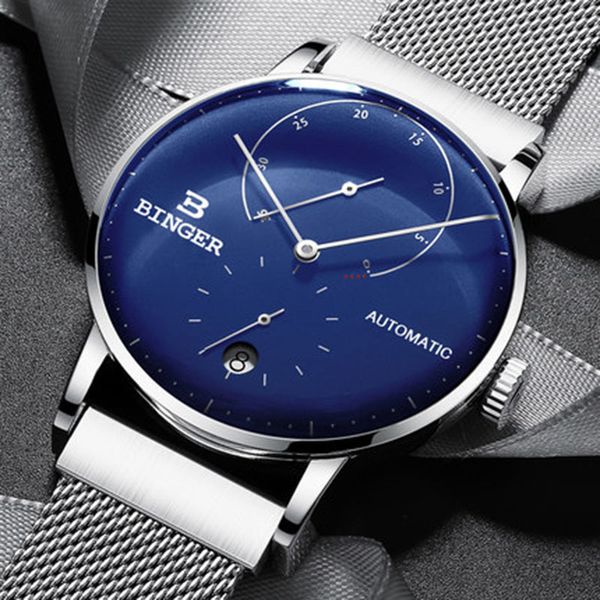 real luxury binger brand men full of steel automatic mechanical male leather strap watch self-wind cruve surface large index plate, Slivery;brown
real luxury binger brand men full of steel automatic mechanical male leather strap watch self-wind cruve surface large index plate, Slivery;brown
