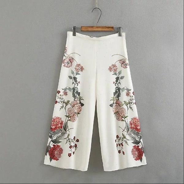 spants spring summer fashion womens capris flower white long zipper wide leg elegant trouser, Black;white
spants spring summer fashion womens capris flower white long zipper wide leg elegant trouser, Black;white