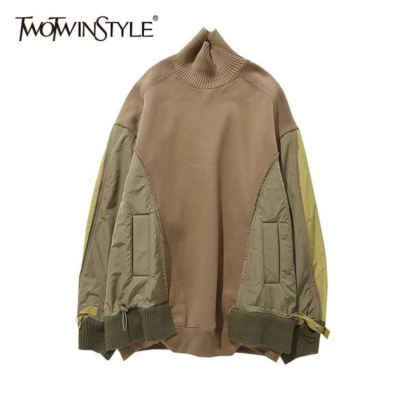 hit color patchwork loose for women turtleneck long sleeve casual sweatshirt female fashion clothing style 210524, Black
hit color patchwork loose for women turtleneck long sleeve casual sweatshirt female fashion clothing style 210524, Black