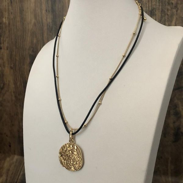 pendant necklaces leather rope necklace for women two layers gold color link gilr, Silver
pendant necklaces leather rope necklace for women two layers gold color link gilr, Silver