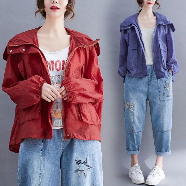 women's trench coats big pocket solid color shirt jacket large size hooded zipper sunscreen lady thin windbreaker jackets aq1257, Tan;black
women's trench coats big pocket solid color shirt jacket large size hooded zipper sunscreen lady thin windbreaker jackets aq1257, Tan;black