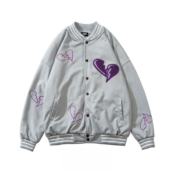 street trend love embroidery baseball jacket men's wide loose collar flying jacket, Black
street trend love embroidery baseball jacket men's wide loose collar flying jacket, Black