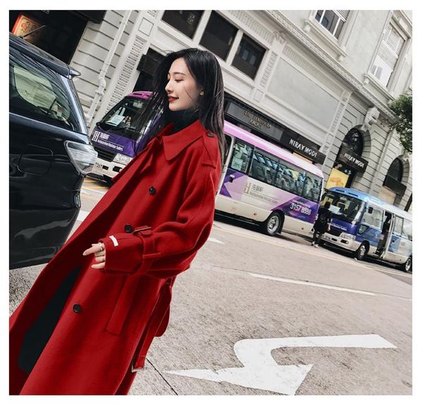 women's wool & blends winter 2021 coat autumn fashion classic solid red woolen jacket slim thicken long outerwear female large code, Black
women's wool & blends winter 2021 coat autumn fashion classic solid red woolen jacket slim thicken long outerwear female large code, Black