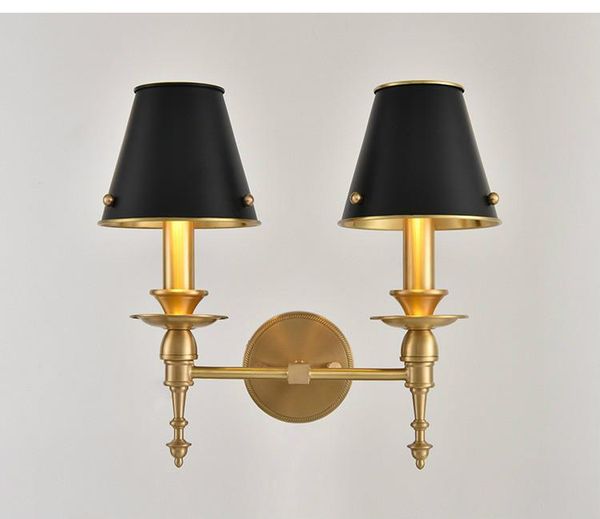 wall lamp all copper living room study bedroom bar lampshade simple post modern el villa decorative