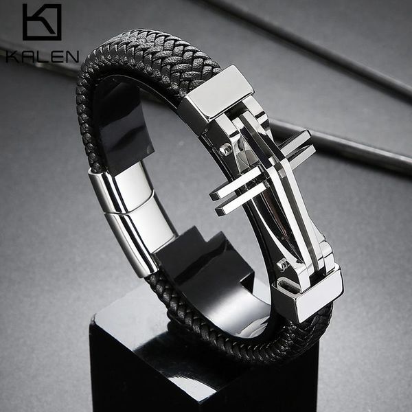 link, chain luxury multicolor cross design classic stainless steel men's leather bracelet 21 cm choose handsome christmas gifts, Black
link, chain luxury multicolor cross design classic stainless steel men's leather bracelet 21 cm choose handsome christmas gifts, Black
