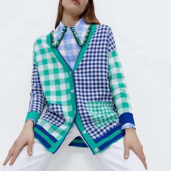 women's knits & tees cardigan sweaters plaid patchwork jumper ladies vintage fashion knitwear korean chic knit loose button woman sweat, White
women's knits & tees cardigan sweaters plaid patchwork jumper ladies vintage fashion knitwear korean chic knit loose button woman sweat, White
