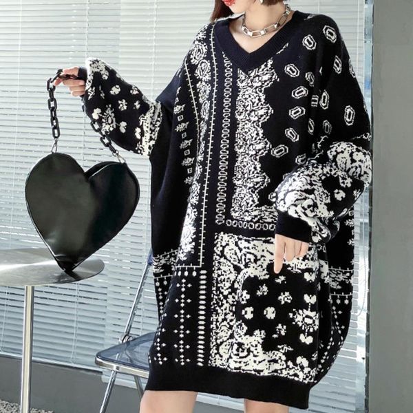 women's sweaters xuxi 2021 autumn winter pullover sweater women retro long loose-fitting thin fashion sleeve knitted coat e3261, White;black
women's sweaters xuxi 2021 autumn winter pullover sweater women retro long loose-fitting thin fashion sleeve knitted coat e3261, White;black