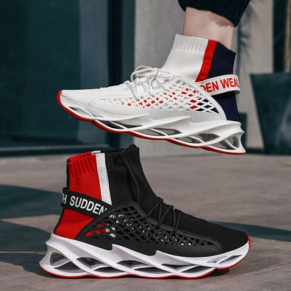 Fashion blade breathable mesh sock sports fashion versatile student fitness high top lace up anti slip shoes, Bai hong
Fashion blade breathable mesh sock sports fashion versatile student fitness high top lace up anti slip shoes, Bai hong