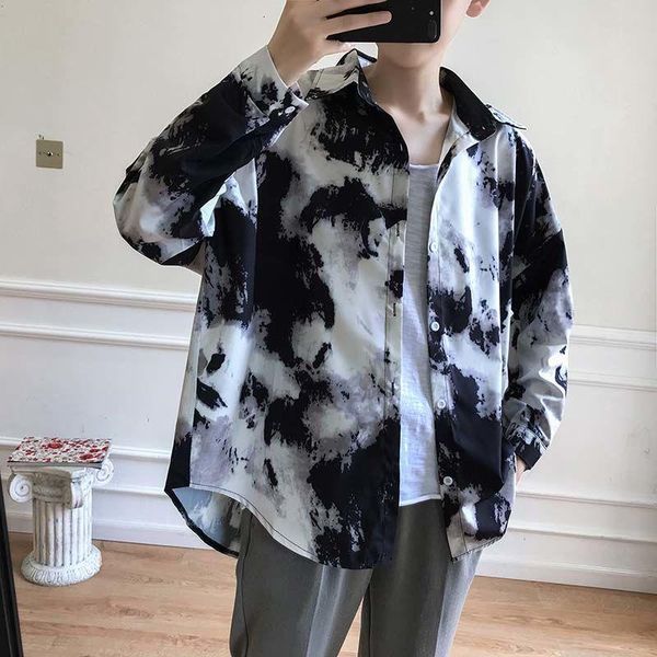 spring summer tie-dye shirt men's fashion retro casual men streetwear korean loose long-sleeved mens dress shirts, White;black
spring summer tie-dye shirt men's fashion retro casual men streetwear korean loose long-sleeved mens dress shirts, White;black
