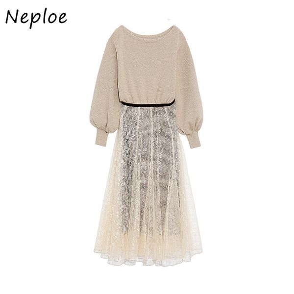 neploe sweet puff sleeve knitted patchwork women dress new chic lace mesh vestidos autumn winter o-neck high waist dresses 210423, Black;gray
neploe sweet puff sleeve knitted patchwork women dress new chic lace mesh vestidos autumn winter o-neck high waist dresses 210423, Black;gray