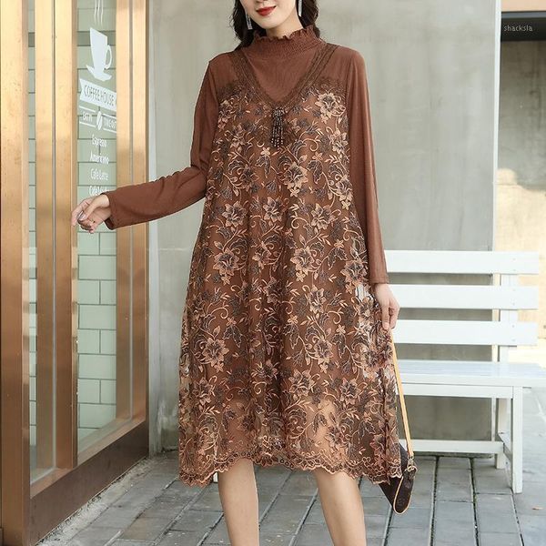 ladies winter autumn turtleneck dresses plus size women embroidery lace party floral dress oversized female clothes casual, Black;gray
ladies winter autumn turtleneck dresses plus size women embroidery lace party floral dress oversized female clothes casual, Black;gray