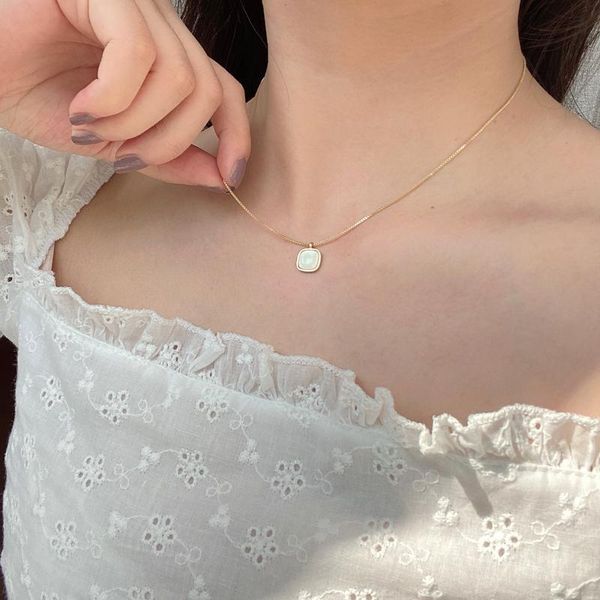 chains korean graceful geometric square pendant necklace niche design simple summer style collarbone, Silver
chains korean graceful geometric square pendant necklace niche design simple summer style collarbone, Silver