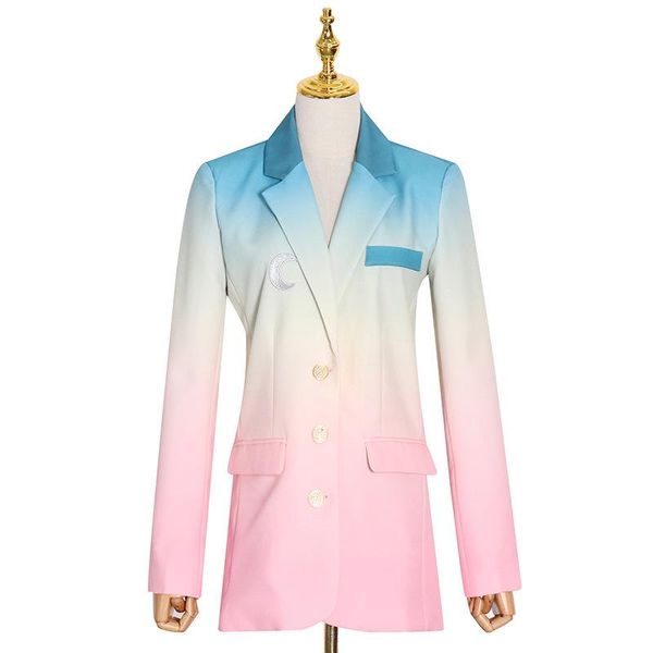women's suits & blazers 2021 spring fashion temperament suit collar gradient color single-breasted design jacket women, White;black
women's suits & blazers 2021 spring fashion temperament suit collar gradient color single-breasted design jacket women, White;black