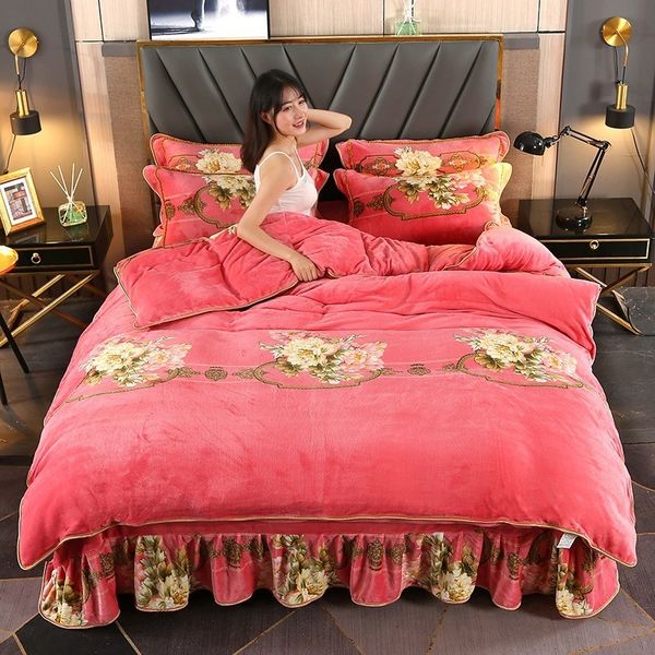 sable four piece skirt style thickened warm milk veet bed sheet quilt cover flannel no static electricity
sable four piece skirt style thickened warm milk veet bed sheet quilt cover flannel no static electricity