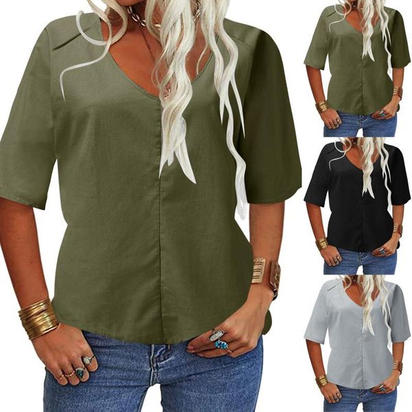 women's t-shirt summer loose casual solid color printing v-neck short-sleeves women fashion cotton plus size clothing #t1q, White
women's t-shirt summer loose casual solid color printing v-neck short-sleeves women fashion cotton plus size clothing #t1q, White