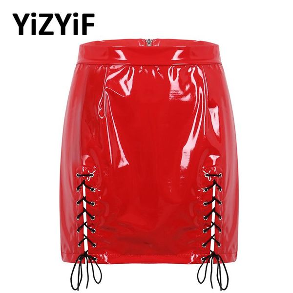 summer skirs women wet look patent leather pencil skirt high waist thigh split with lace up design bodycon mini clubwear skirts, Black
summer skirs women wet look patent leather pencil skirt high waist thigh split with lace up design bodycon mini clubwear skirts, Black