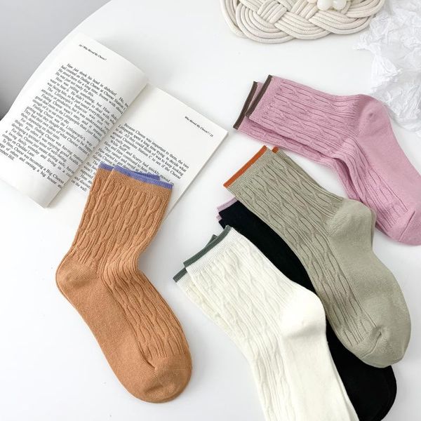 men's socks 1 pair and women's autumn winter solid color contrast double needle twist vertical pattern tube, Black
men's socks 1 pair and women's autumn winter solid color contrast double needle twist vertical pattern tube, Black