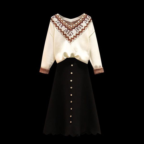 two piece dress big yards pullover sweaters black long skirt two-piece outfit clothing set women knitwear vintage clothes plus size l-4x, White
two piece dress big yards pullover sweaters black long skirt two-piece outfit clothing set women knitwear vintage clothes plus size l-4x, White