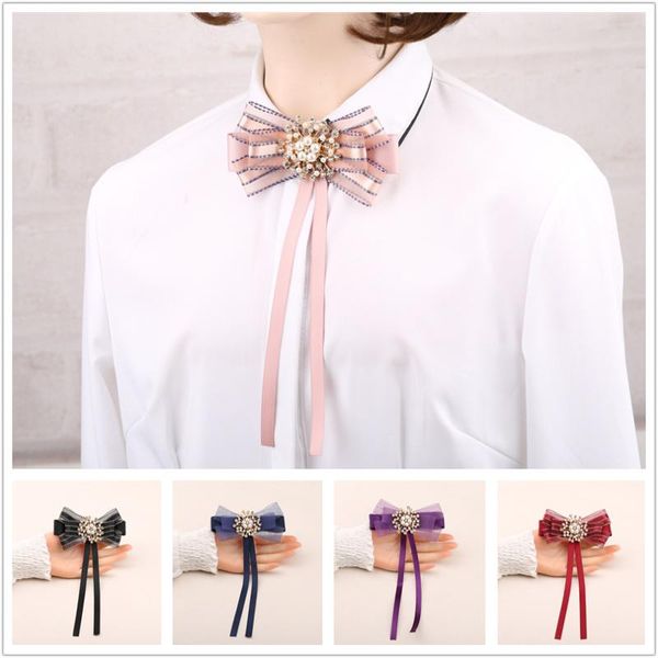 pins, brooches fashion handmade ribbon bowtie brooch rhinestone pearl flower corsage shirt collar pins and for women accessories, Gray 
pins, brooches fashion handmade ribbon bowtie brooch rhinestone pearl flower corsage shirt collar pins and for women accessories, Gray